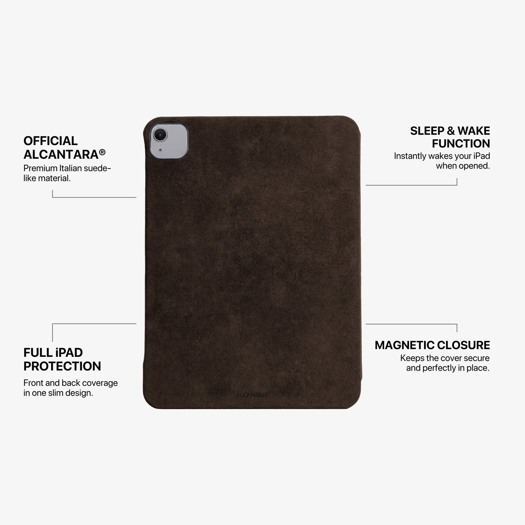 Alcantara iPad Cover - For iPad Air 2026 (13 inch) - Chocolate Brown - Alcanside