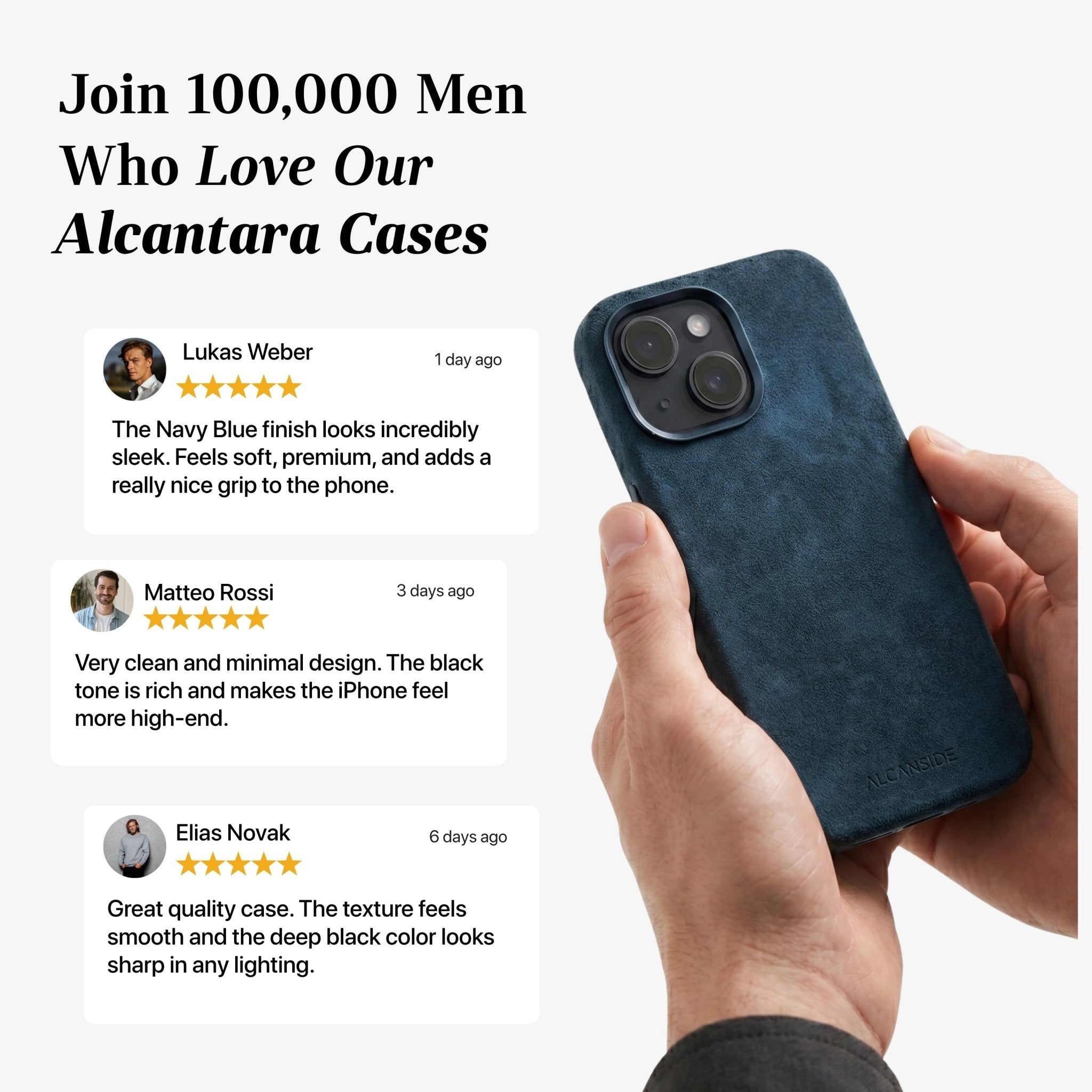 iPhone 16 - Alcantara Case - Navy Blue - Alcanside