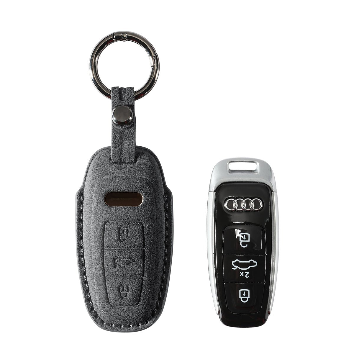 Alcantara Car Key Fob Cover for Audi | Model B with Buckle - Space Grey