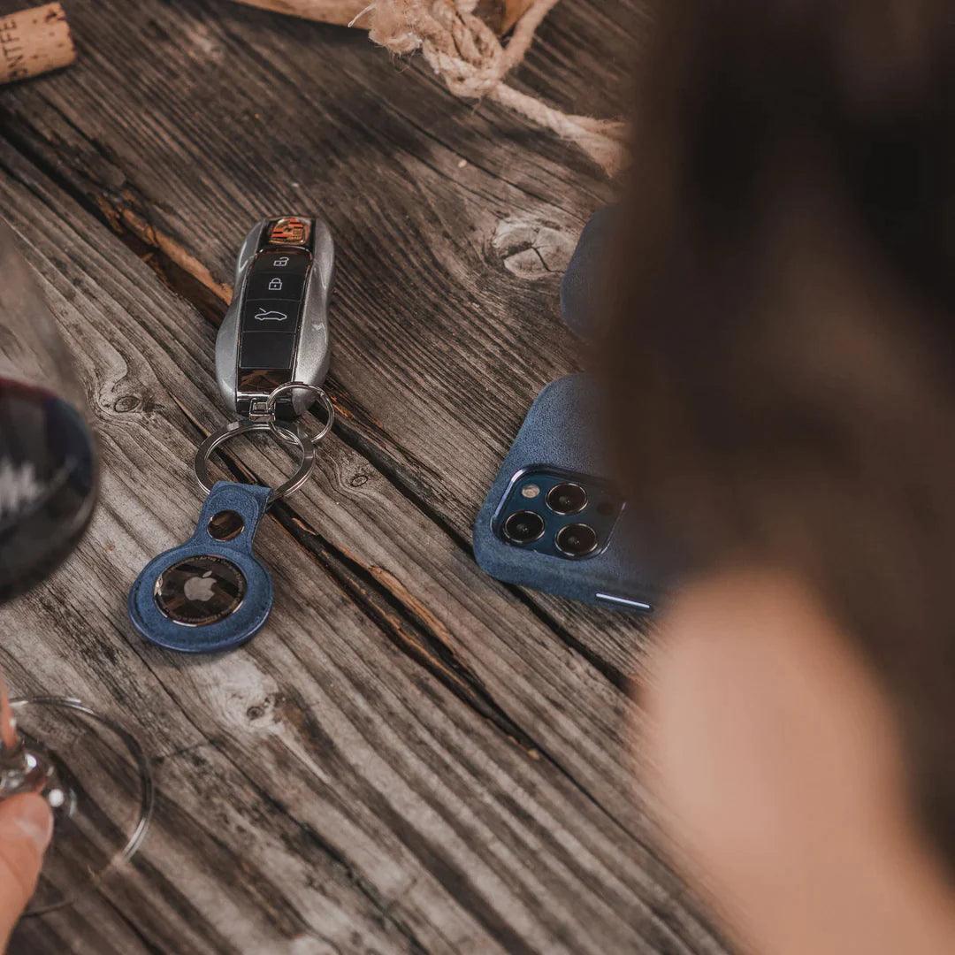 Alcantara AirTag Key Ring - Ocean Blue - Alcanside