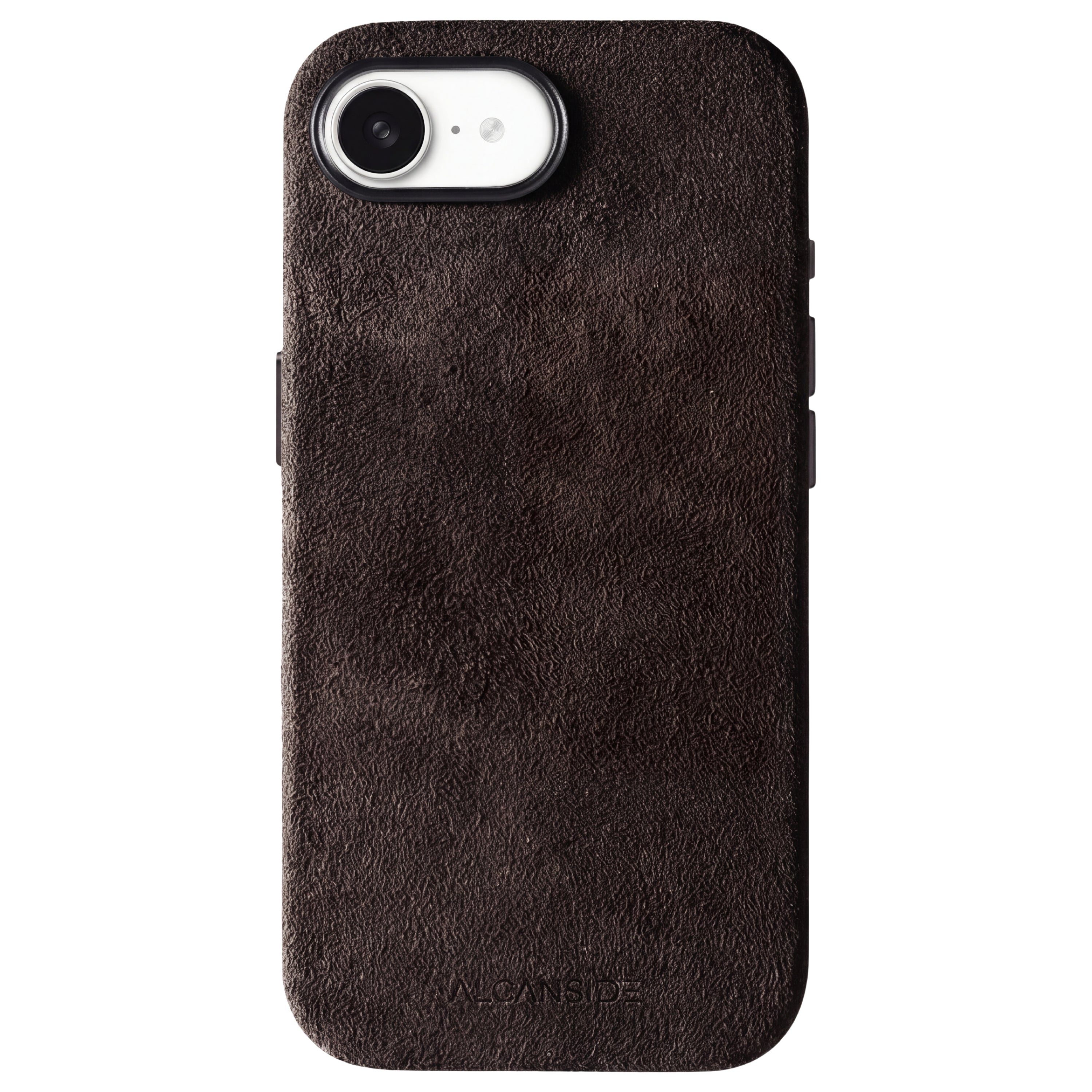 iPhone 17e Chocolate Brown Alcantara® Case – back view
