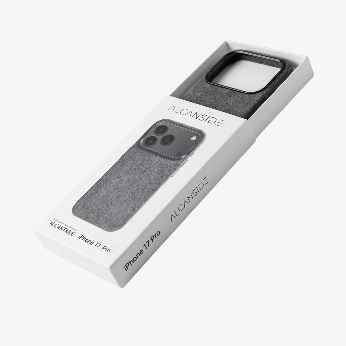 Alcanside premium Alcantara case for iPhone 17 Pro Max in Space Grey