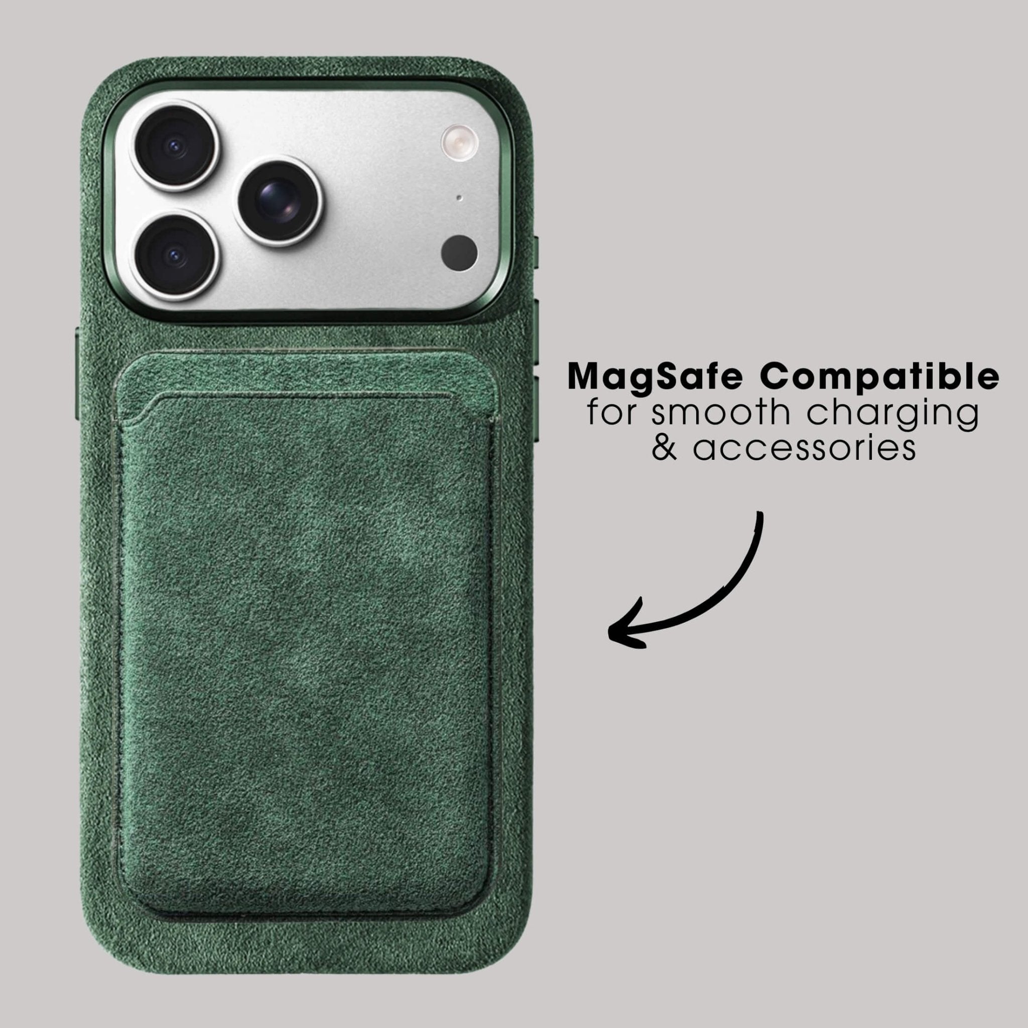 iPhone Alcantara Case + Magsafe wallet - Midnight Green - Alcanside