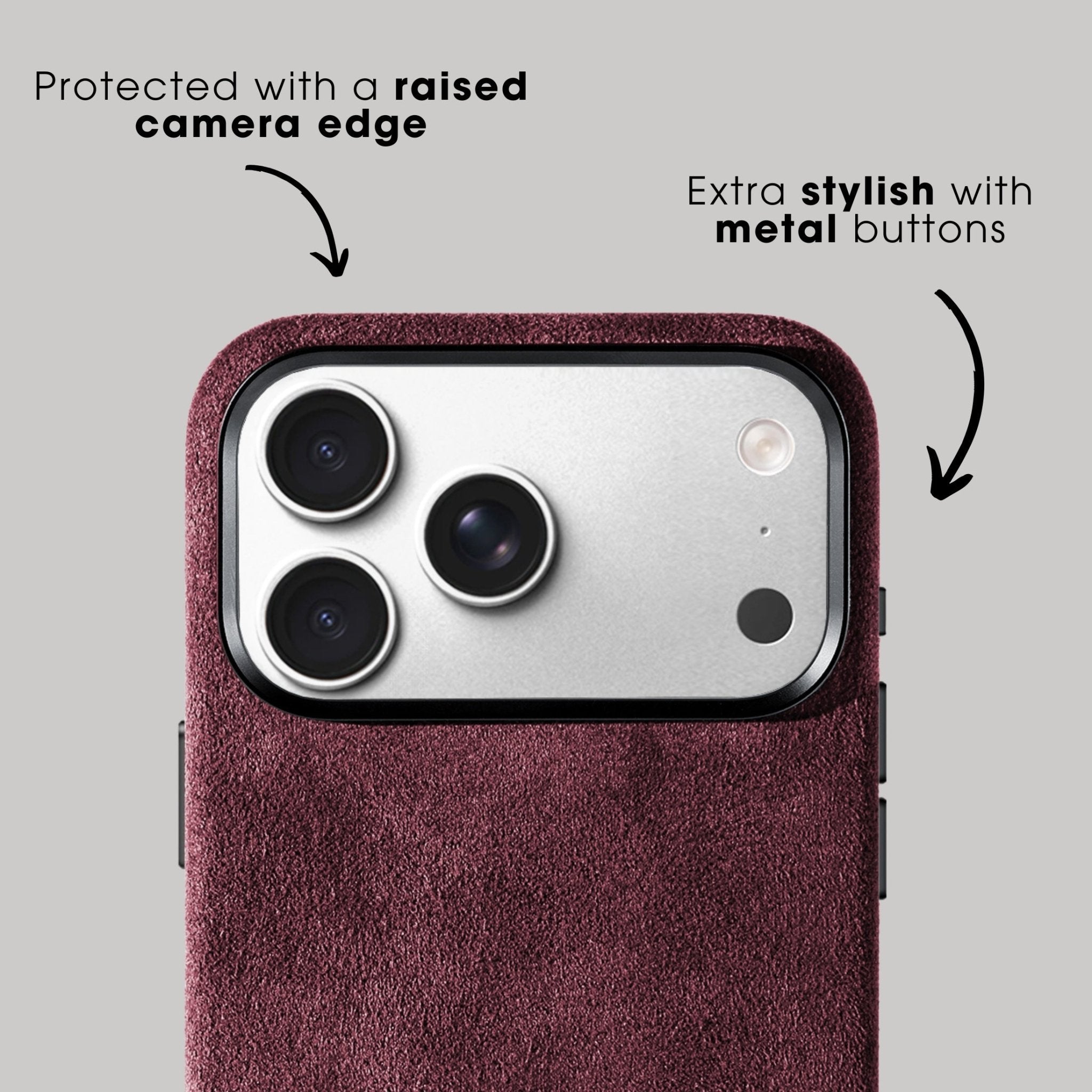 iPhone Alcantara Case + Magsafe Wallet - Wine Red - Alcanside