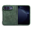 Midnight Green Alcantara case for iPhone Duo, unfolded, back with the camera