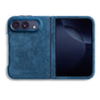 Ocean Blue Alcantara case for iPhone Duo, unfolded, back with the camera